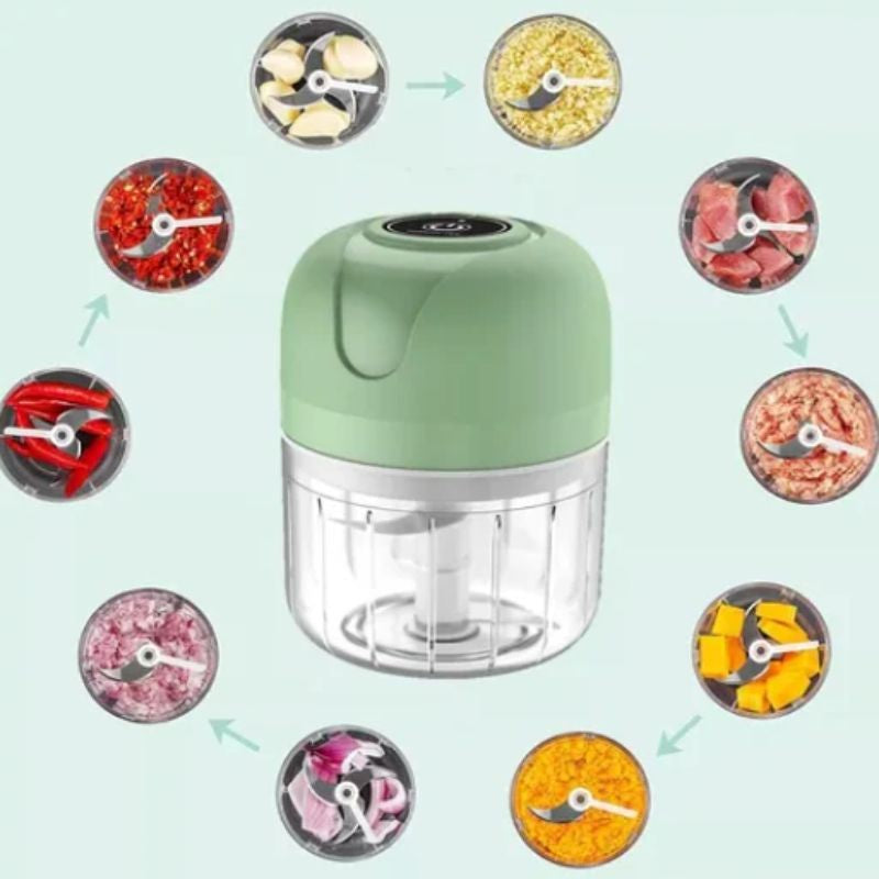 Mini Processador Elétrico de Alimentos Sem Fio USB (3 Lâminas Inox) - 250ml