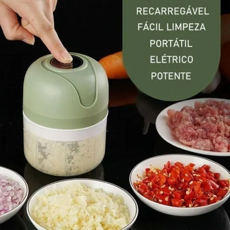 Mini Processador Elétrico de Alimentos Sem Fio USB (3 Lâminas Inox) - 250ml