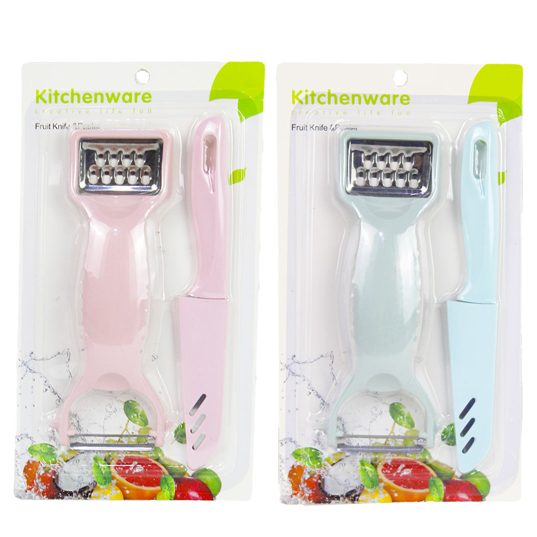 Kit Ralador Multifuncional + Faca de Fruta Premium (Cores Sortidas)